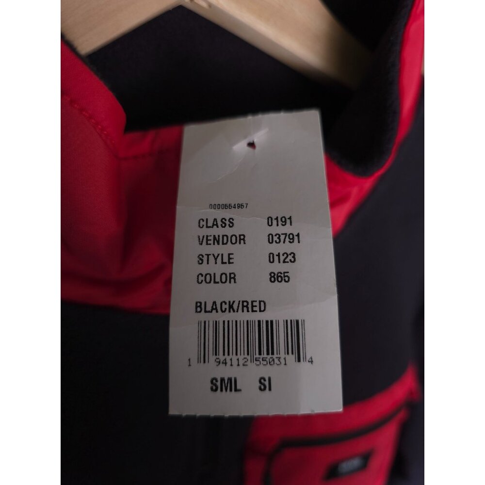 Vans Mens Black & Red Fleece Pullover Jacket Small Half-Zip Chest Pocket Drawstr - Picture 3 of 9